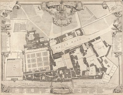 Whitehallswedish の王宮の測量と地上プロット av George Vertue