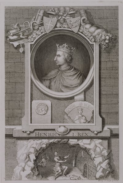 Henrik I (1068-1135) kung av England från 1100, graverad av konstnären av George Vertue