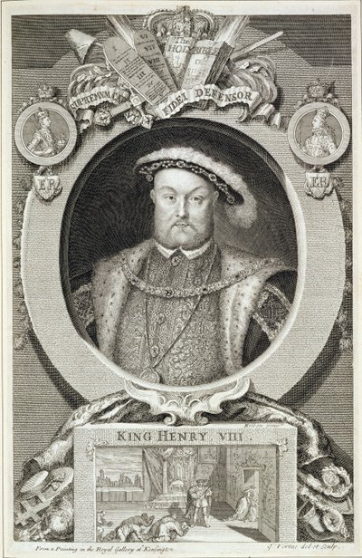Henrik VIII (1491-1547), efter en målning i Royal Gallery i Kensington av George Vertue