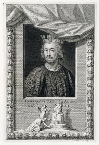 John (1167-1216) kung av England från 1199, graverad av konstnären (gravyr) av George Vertue