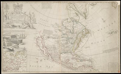 Karta över Nordamerika, ca 1720 (gravyr) av George Vertue