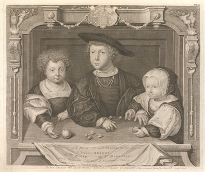 Tre barn till kung Henrik VII och Elizabeth av York, hans drottning av George Vertue