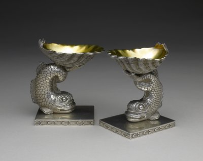 Par saltfat, ca 1843-1850 (silver och silverförgyllning) av George W. Stewart