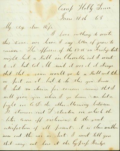 Letter from George Wyckoff, Camp Holly, Tennessee, to Josephine, June 11, 1863 av George W. Wyckoff