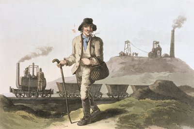 Blenkinsop lokomotiv vid Middleton colliery nära Leeds, från `Costume of Yorkshire
