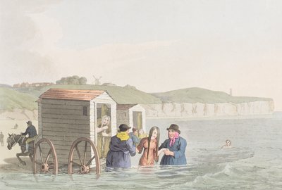 Havsbad i Bridlington Bay, ur "Costumes of Yorkshire", av George Walker av George Walker
