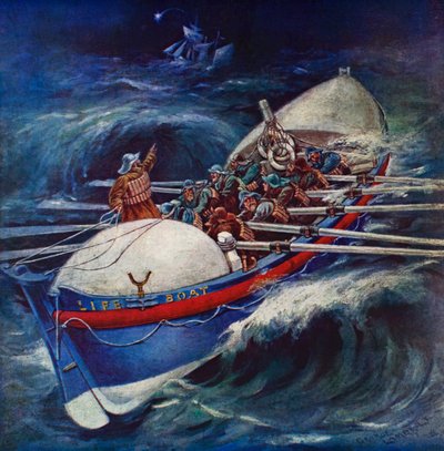 Livbåt försöker rädda (färg litho) av George Washington Lambert