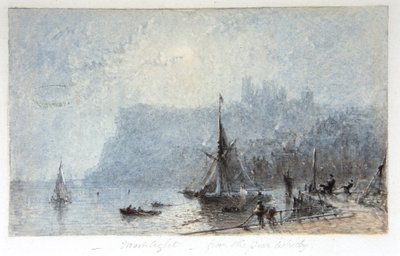 Månsken - från piren Whitby av George Weatherill