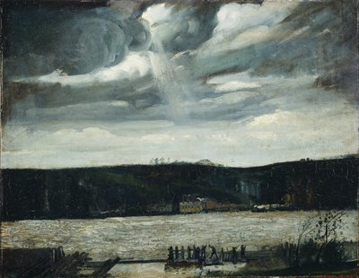 En molnig dag (Hudsonfloden: annalkande by) av George Wesley Bellows