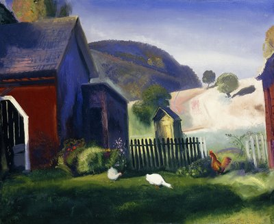 Ladugård och kycklingar, 1924 av George Wesley Bellows
