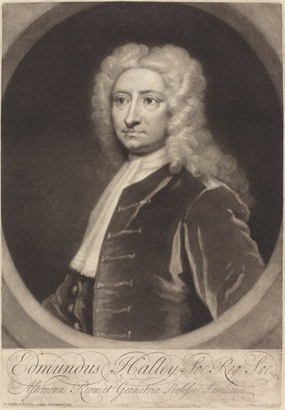 Edmund Halley av George White after Sir Godfrey Kneller
