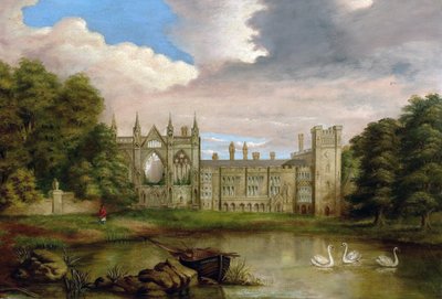 Newstead Abbey, Nottinghamshire, från Upper Lake av George William Taylor