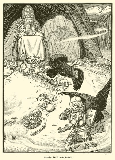Jättar Pope and Pagan (gravyr) av George Woolliscroft Rhead