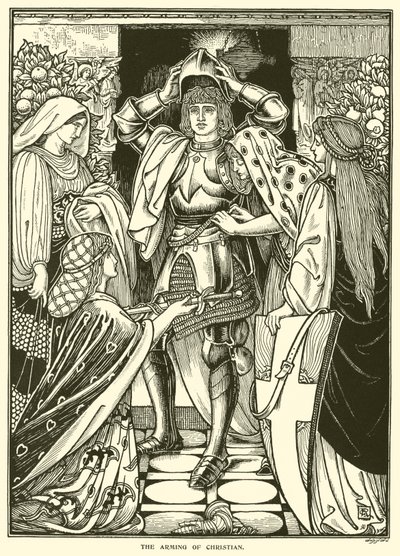 The Arming of Christian (gravyr) av George Woolliscroft Rhead