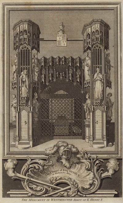Monument i Westminster Abbey av kung Henry V av George after Vertue