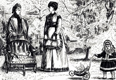 En tecknad film med titeln "Arv eller envisionist?". Illustrerad av George du Maurier (1834-1896), en fransk-brittisk serietecknare och författare av George du Maurier
