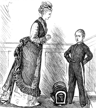 En mamma disciplinerar sitt stygga barn av George du Maurier
