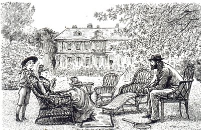 En gravyr som föreställer typiska rottingmöbler. Illustrerad av George du Maurier (1834-1896), en fransk-brittisk serietecknare och författare av George du Maurier