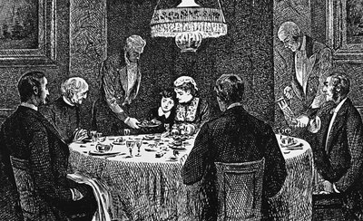 En överklassfamilj vid bordet av George du Maurier