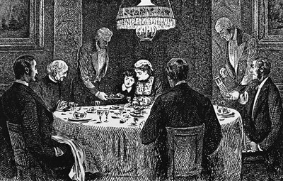 En överklassfamilj vid bordet av George du Maurier