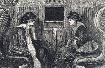 Tecknad film föreställande passagerare på Londons tunnelbana av George du Maurier