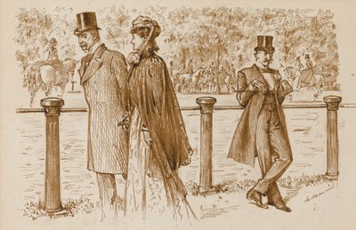 En Passant: Det är Bounderson, eller hur? Han borde ha drunknats som en valp!, Punch Magazine, 23 juli 23 1892 (penna & sepia bläck på papper) av George du Maurier