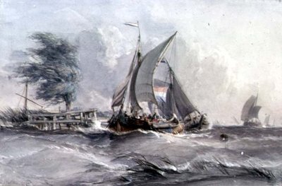 A Windy Day: Boats in a Gale av George the Elder Chambers