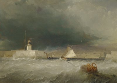 Hamn på en stormig dag av George the Elder Chambers