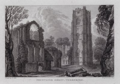 Fountains Abbey, Yorkshire (gravyr) av George the Younger Cuitt