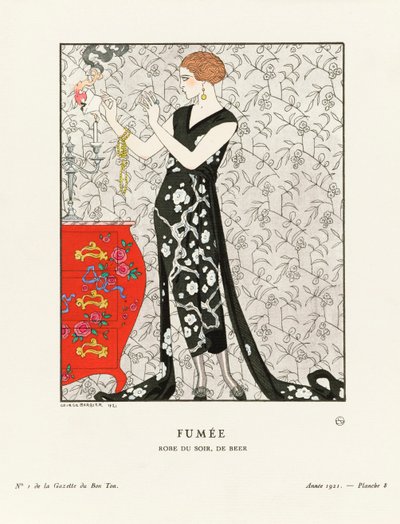 Fumee, från "Gazette du Bon Ton" (tryck) av Georges (after) Barbier