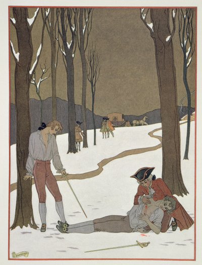 Duellen mellan Valmont och Danceny, illustration från 