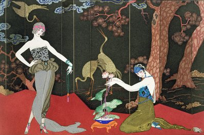 Modet för lack, graverad av Henri Reidel av Georges (after) Barbier
