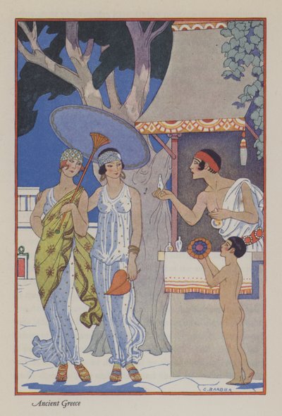 The Romance of Parfym: Antikens Grekland (färg litho) av Georges (after) Barbier
