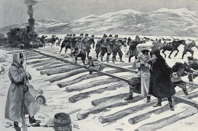 RYSSLAND. Korsningen av Bajkalsjön (gravyr) av Georges (after) Conrad