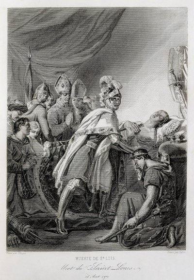 LOUIS IX, Sankt Ludvig av Frankrike (gravyr) av Georges (after) Rouget