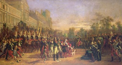 Ankomst till Tuilerierna av Napoleon III och hans trupper som återvände från Italien i augusti 1859 (olja på duk) av Georges Achille de Magrath
