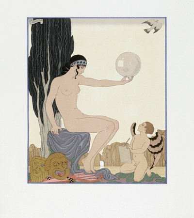 En musa inspirerar en konstnär av Georges Barbier
