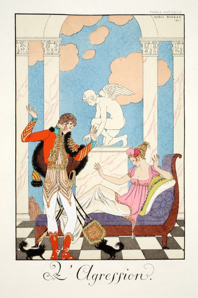 Aggression, från "Falbalas and Fanfreluches, Almanac of Present, Past and Future Modes" av Georges Barbier