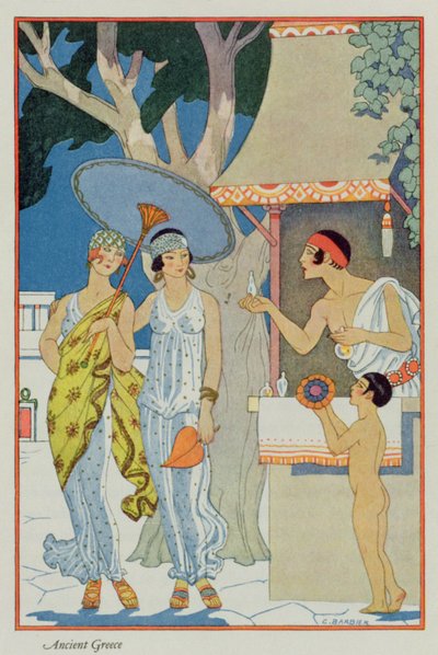 Forntida Grekland, från "The Art of Parfume", pub. 1912 (pochoirtryck) av Georges Barbier