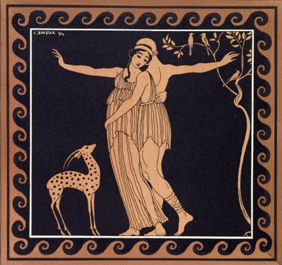 Balettscen med Tamara Karsavina (1885-1978) 1914 (pochoirtryck) av Georges Barbier