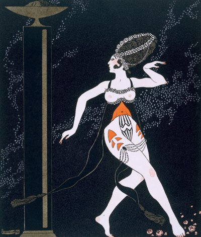 Balettscen med Tamara Karsavina (1885-1978) 1914 (pochoirtryck) av Georges Barbier