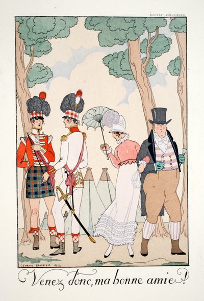 Kom, min gode vän!, från "Falbalas and Fanfreluches, Almanac of Present, Past and Future Modes" av Georges Barbier