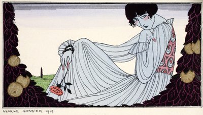 Kontemplation 1919 (stenciltryck) av Georges Barbier