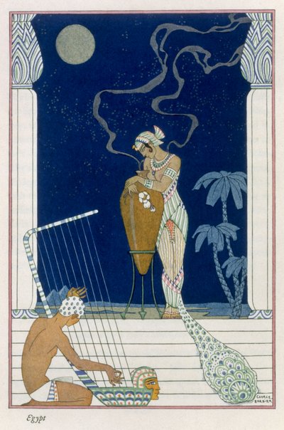 Egypten, från "The Art of Parfume", pub. 1912 (pochoirtryck) av Georges Barbier