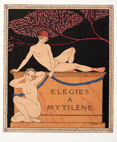 Elegier på Mytilene, illustration från Les Chansons de Bilitis, av Pierre Louys, pub. 1922 (stenciltryck) av Georges Barbier