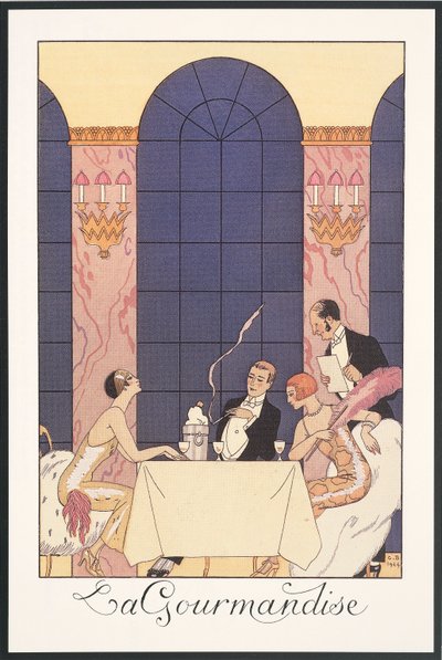 Falbalas and Fanfreluches, Almanacka för 1925: "La gourmandise", av George Barbier, tryck av Georges Barbier