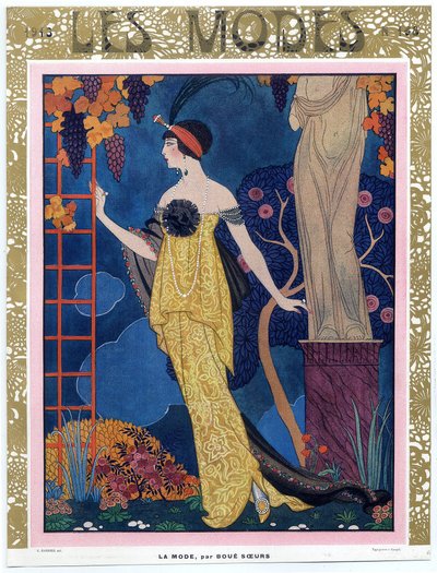 Främre omslaget till Les Modes; 1913; pub. 1913 (färgad gravyr) av Georges Barbier