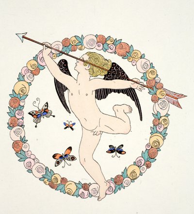 Frontispice i "Falbalas and Fanfreluches, Almanac of Present, Past and Future Modes" av Georges Barbier