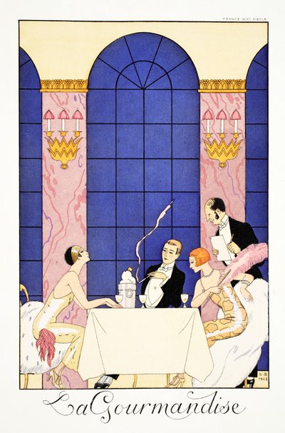 Gluttony, från "Falbalas and Fanfreluches, Almanac of Present, Past and Future Modes" av Georges Barbier