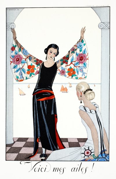 Här är mina vingar!, från "Falbalas and Fanfreluches, Almanac of Present, Past and Future Modes" av Georges Barbier
